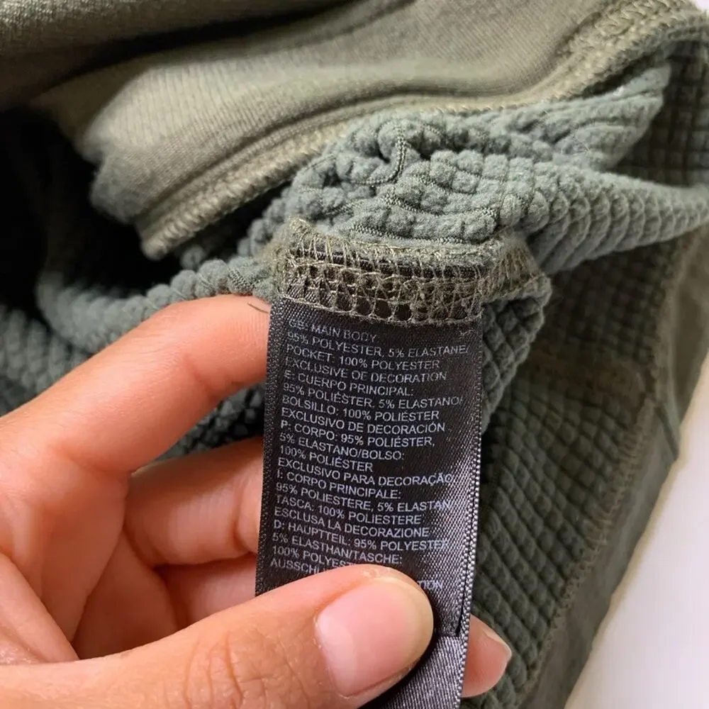 The North Face Jacket Mens M Medium Army Green‎ Borod Grid Fleece Lined Full Zip